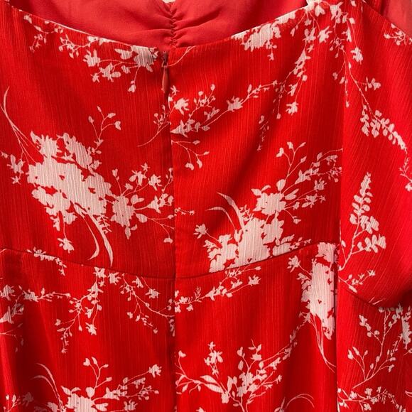 All in Favor Ruffled Strap Floral Mini Dress Red and White Size XXL - Picture 3 of 6